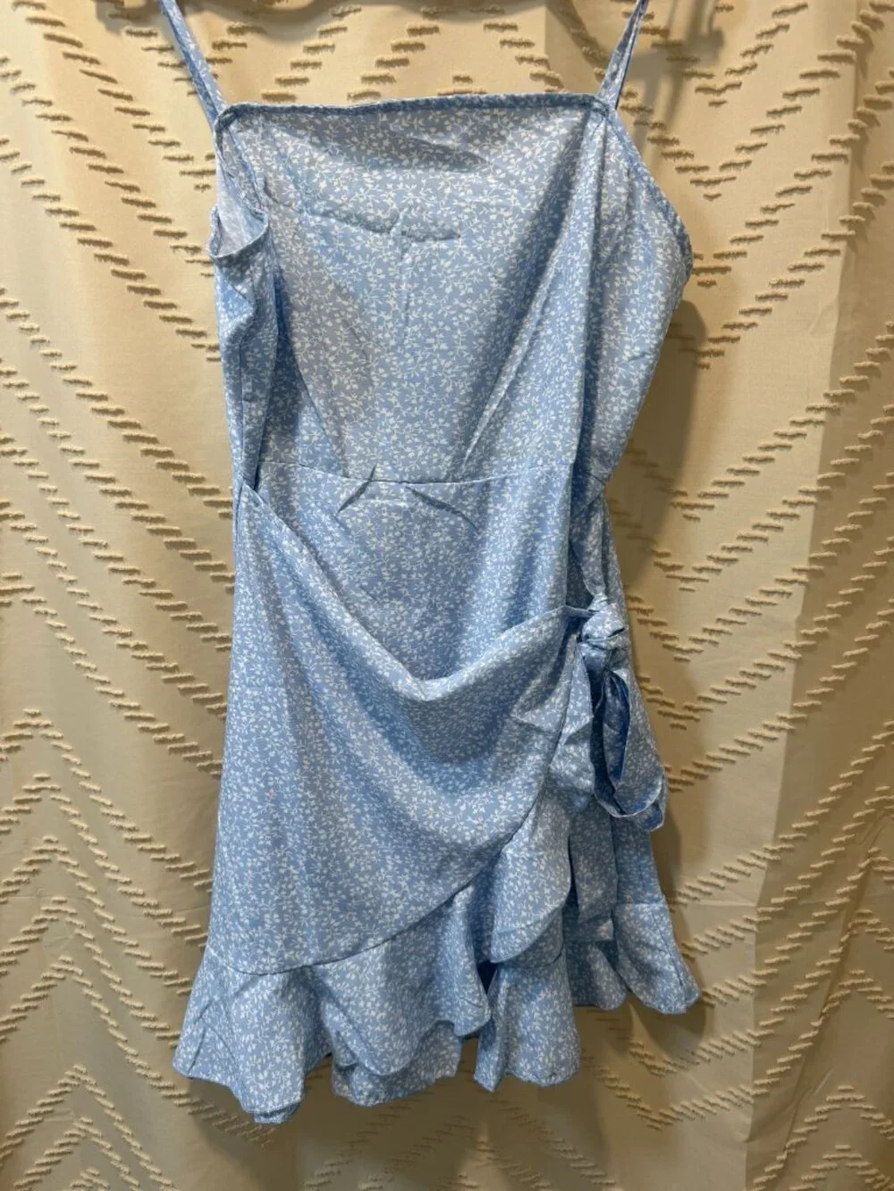 SHEIN Floral Wrap Dress Large Cottagecore Mini Boho Spring Summer - Picture 3 of 9